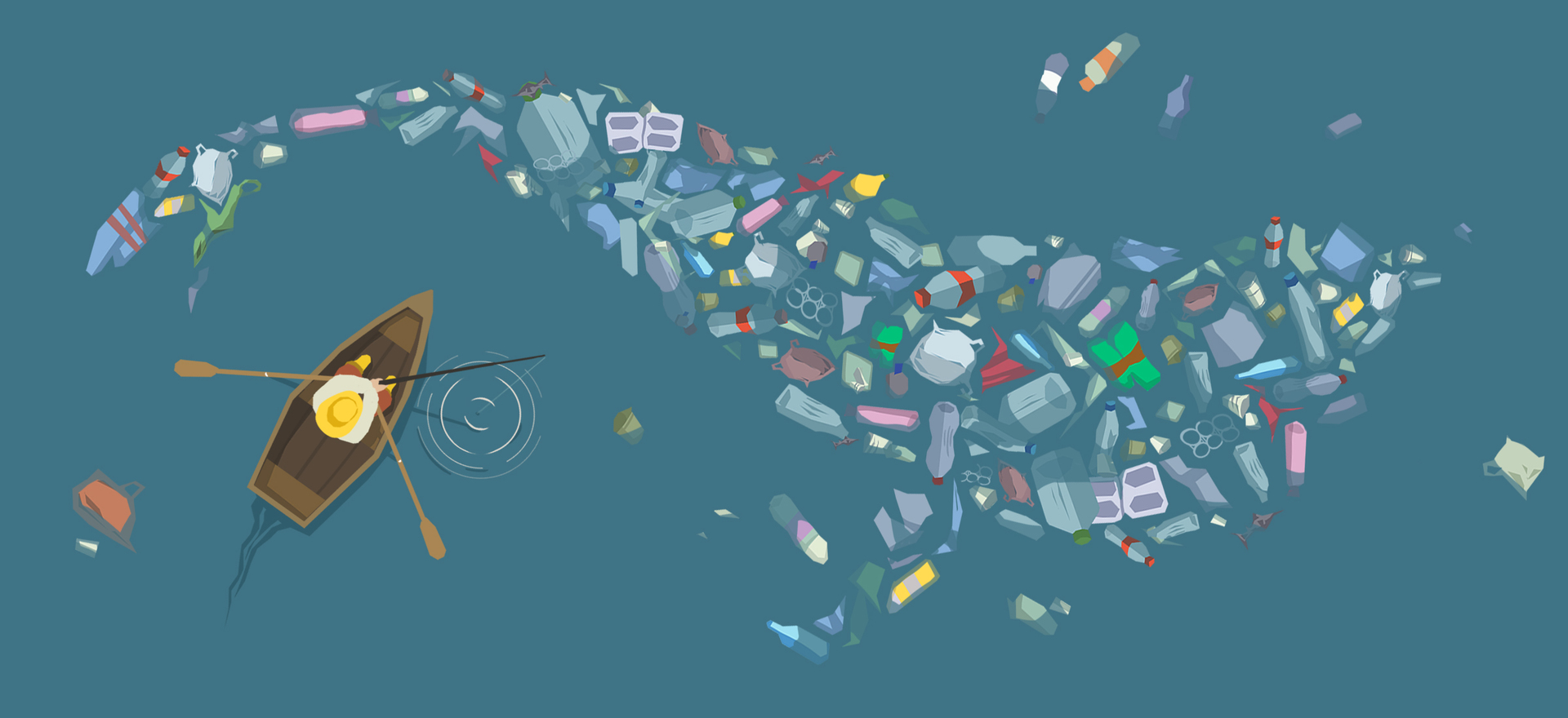 Illustrasjon hval av søppel